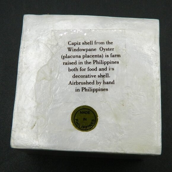 Capiz Shell Kitten Trinket Box, 3"x3"x1.5" - Picture 6 of 7